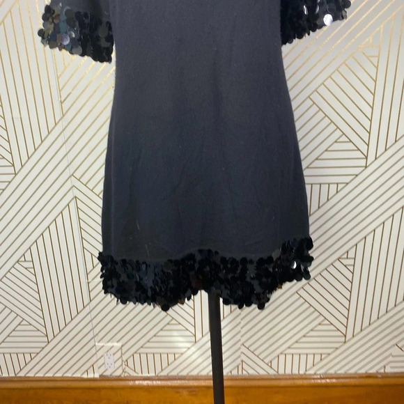 QI CASHMERE Short Sleeve Sequin Disco Beaded Dress in‎ Black Size US Medium - Picture 5 of 11